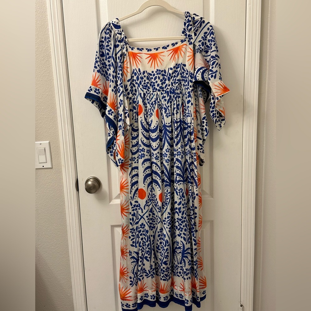 NEW Farm Rio blue and white dress